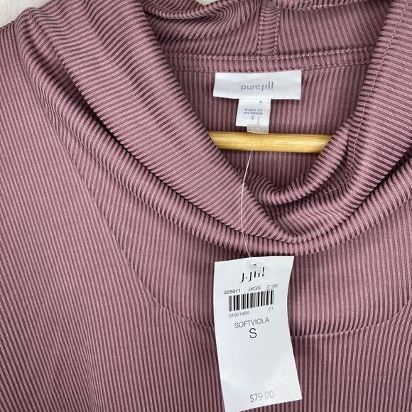 J. Jill Pure Jill Soft Viola Mauve Long Sleeve Ribbed Knit Sand-Washed Tunic - Picture 4 of 6